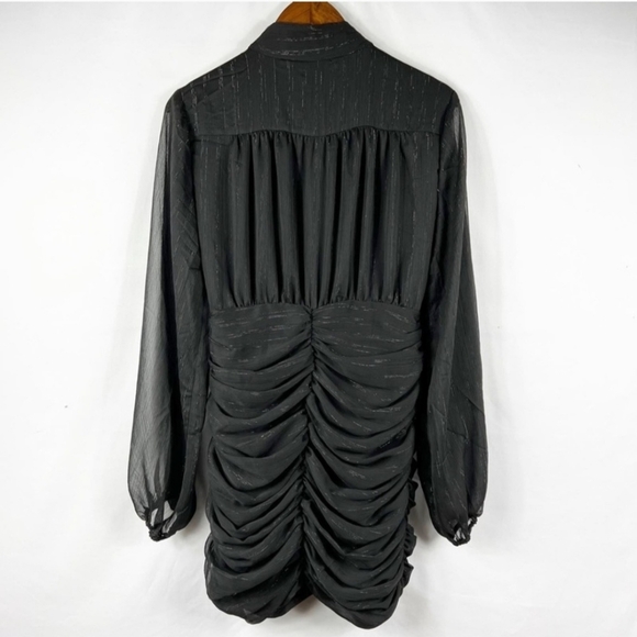 NWT HOUSE OF HARLOW 1960 Black Ruched Mini Dress in Size 6 - Picture 8 of 10